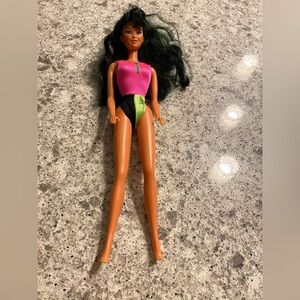 Vintage 1980 Barbie Doll with Black Hair includes Swimsuit